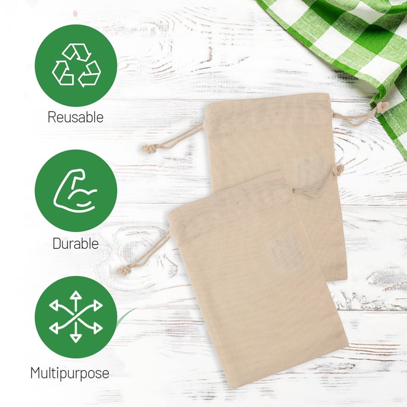 Greenmile 50 Pieces Organic Cotton Muslin Bags 4x6 Inch - Image 4